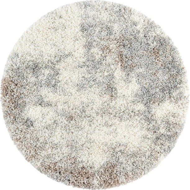 6 Ft Round Khaki Shag Rug Perfect for Kitchens Dining Rooms Rugs.com Soft Touch Shag Collection Round Rug 